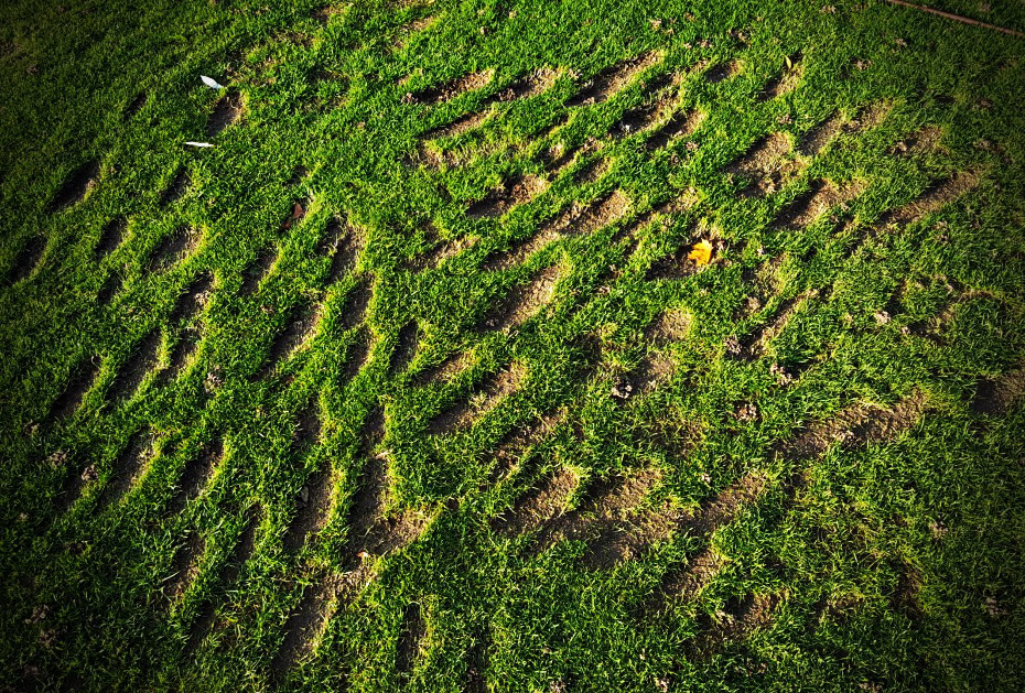 2. DIE GUTE ALTE KINDERSTUBE: Folgende Regeln gelten sowohl für Toiletten als auch für Bunker, Fairways, Grüns und so weiter: Verlassen Sie den Ort so, wie Sie sie gerne vorfinden würden. Reparieren Sie Ihre – und andere – Pitchmarken, rechen Sie den Bunker sauber und legen Sie Ihre Divots wieder zurück. Und für das Einschlagen auf der Driving Range gilt: Platzsparend agieren. Versuchen Sie Ihre Divots auf so wenig Rasen wie möglich zu verteilen. Am besten auf schmalen Linien hintereinander. Bitte auf keinen Fall so wie auf dem Foto - aufgenommen übrigens von unserem Kollegen Thomas Fischbacher ...