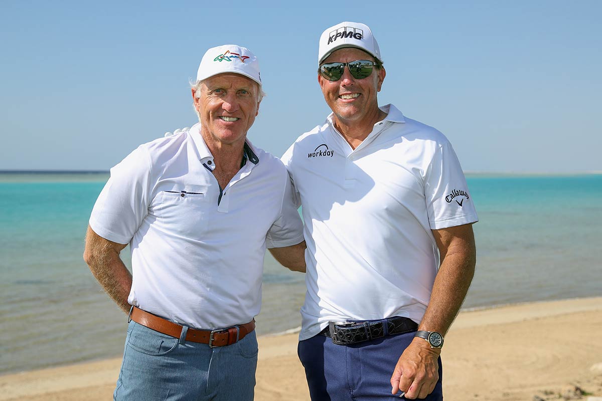 Verpufft die Revolution im Sand? Greg Norman und Phil Mickelson in Saudi-Arabien