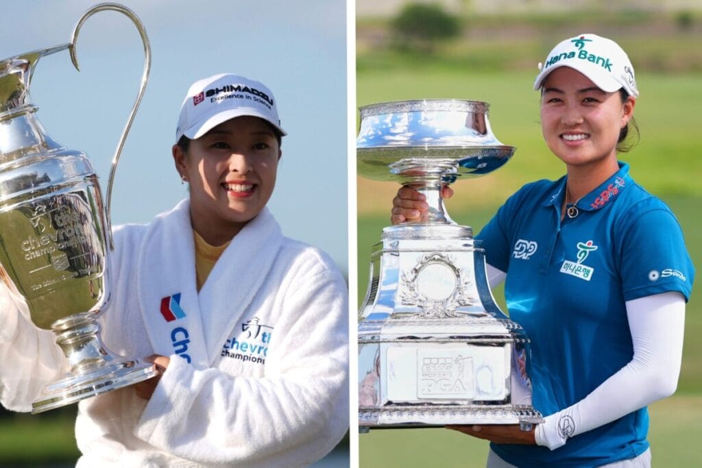 Mao Saigo und Minjee Lee gewannen 2025 jeweils ein Major auf der LPGA Tour (Foto: Picture Alliance/Montage)