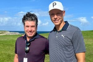 GOLF TIME Fun Talk: Markus Scheck (GT, l.) und Matti Schmid im Corales Golf Club