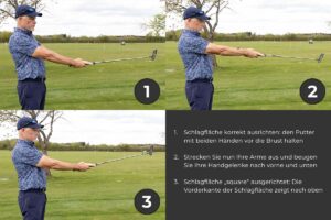 Puttschwung: Achten Sie darauf, dass die Schlagfläche „square“, also gerade ausgerichtet ist