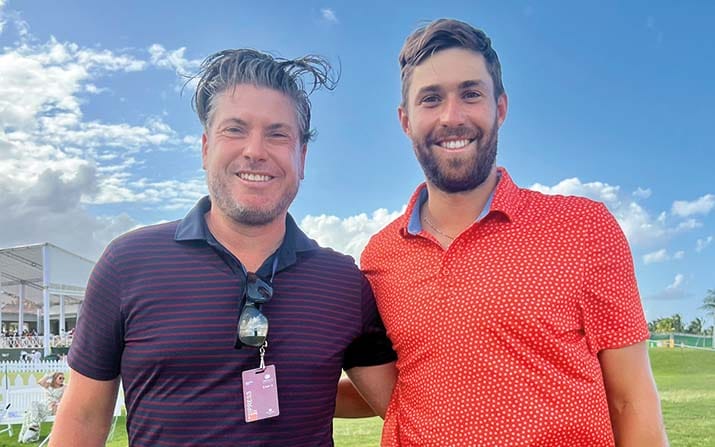 Markus Scheck (GOLF TIME, l.) mit Thomas Rosenmüller im Corales Golf Club