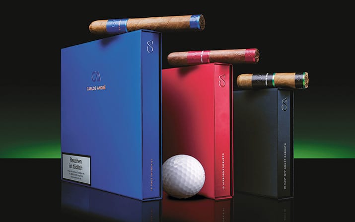 Die Longfiller Premium-Zigarren der Marke Carlos André: PACE (l.), AIRBORNE (m.) und CAST OFF (r.)