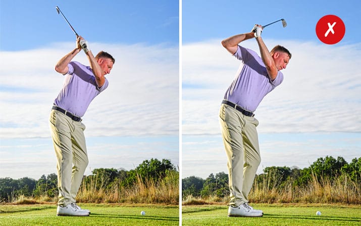 Golftraining Fade: Achten Sie darauf, wohin der Bleistift im Rückschwung zeigt