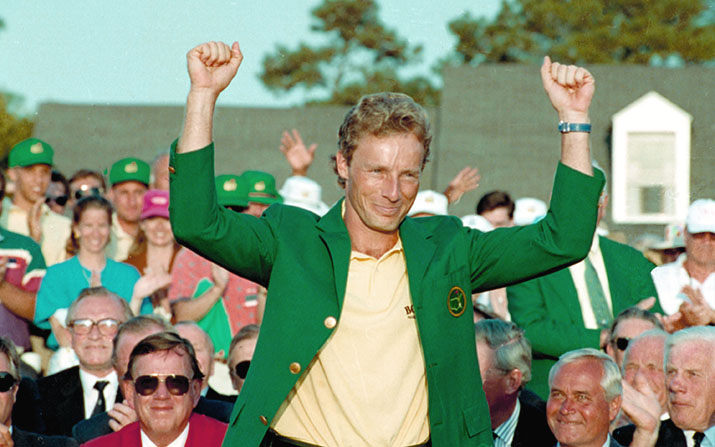 Bernhard Langer nach seinem Masters-Sieg 1993 (Foto: picture-alliance)