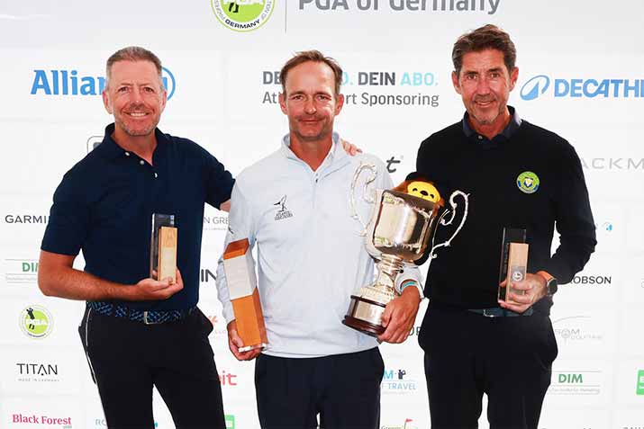 Dieter Praun Trophy 2026 im GC Würzburg (v. l.): Sean Fitzgerald, Christoph Günther, Paul Archbold (Foto: PGA of Germany)