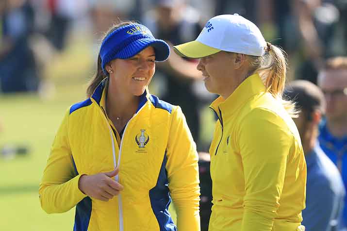 Solheim Cup 2026: Linn Grant (l.) und Maja Stark während der Foursomes am Samstag Vormittag (Foto: LET)